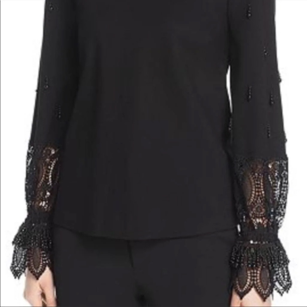🎀Kobi Halperin  Arianna black Embellished-Sleeve Beaded Top Small - Picture 2 of 12